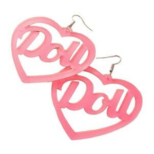 Y2K Barbiecore Lolita Pastel Goth Pink Heart Doll Earrings